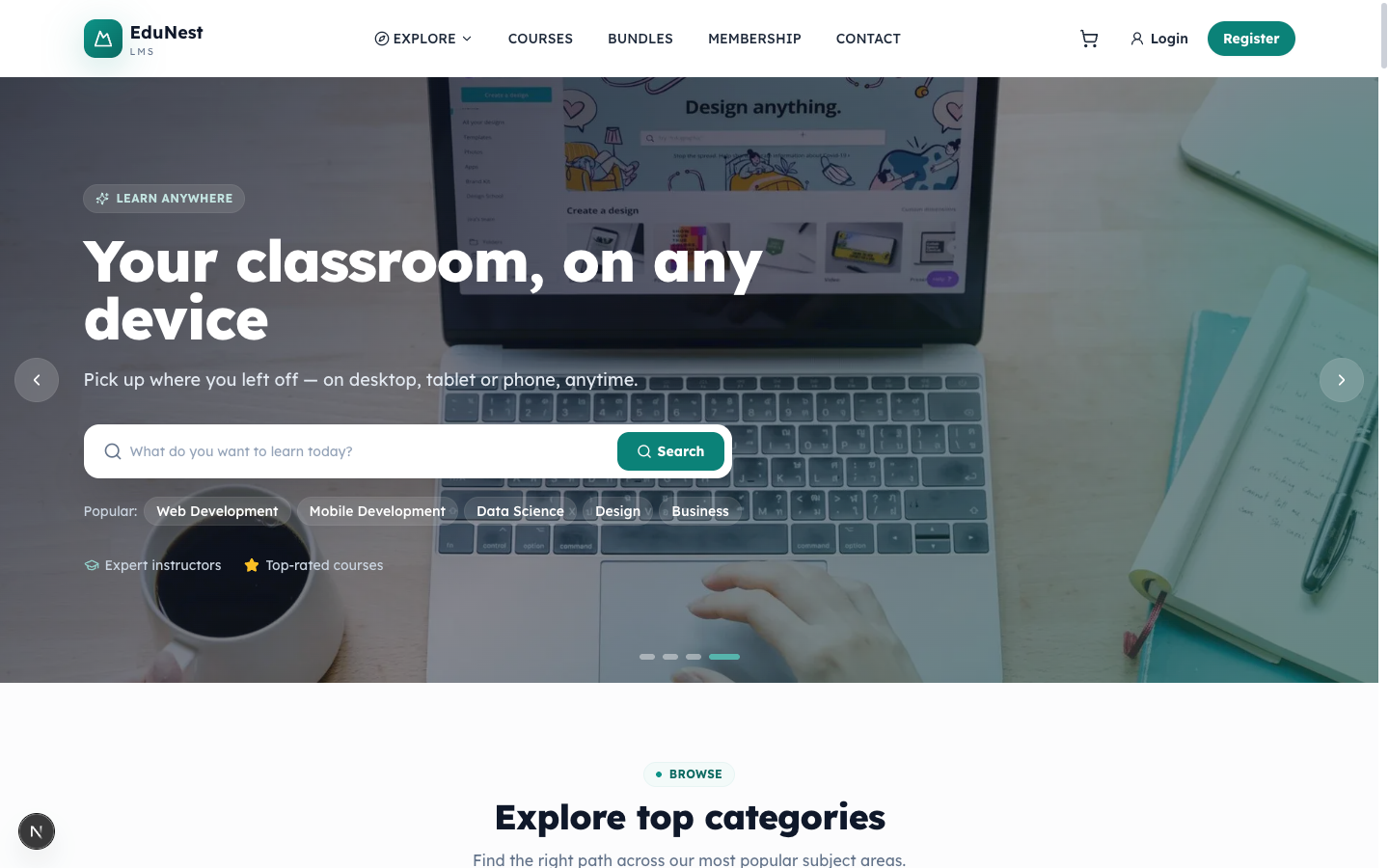 Storefront home page